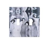 ZhaoYuGoods Plaque murale imprimée pingouin mignon, double interrupteur à bascule, couvercle de sortie 2 interrupteurs 11,4 cm x 11,4 cm, plaque frontale décorative en polycarbonate pour la maison et