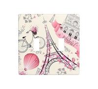 ZhaoYuGoods Plaque murale imprimée Tour Eiffel romantique Paris Bycicle, double interrupteur à bascule, couvercle de sortie 2 interrupteurs 11,4 cm x 11,4 cm, plaque décorative en polycarbonate pour