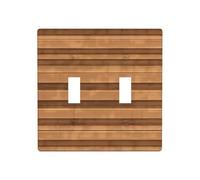 ZhaoYuGoods Plaque murale originale avec texture en bois, double interrupteur à bascule, couvercle de sortie 2 interrupteurs 11,4 cm x 11,4 cm, plaque décorative en polycarbonate pour la maison et le
