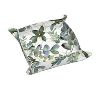 ZhaoYuGoods Plateau de rangement polyvalent en cuir PVC imprimé feuilles d'eucalyptus vertes pour entrée, bureau et commode, boîte de rangement polyvalente pour clés, montres et accessoires