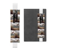 ZhaoYuGoods Porte-stylo à bande élastique motif canards sauvages chasseurs | Pochette à stylo réglable | Joli porte-stylo en cuir, blanc, Taille unique
