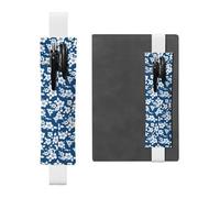 ZhaoYuGoods Porte-stylo à motif floral hawaïen avec bande élastique | Pochette à stylo réglable | Joli porte-stylo en cuir, blanc, Taille unique