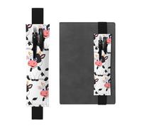 ZhaoYuGoods Porte-stylo avec bande élastique en forme de vache laitière | Pochette à stylo réglable | Joli porte-stylo en cuir, Noir , Taille unique