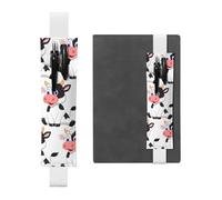 ZhaoYuGoods Porte-stylo avec bande élastique en forme de vache laitière | Pochette à stylo réglable | Joli porte-stylo en cuir, blanc, Taille unique