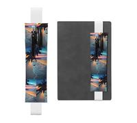 ZhaoYuGoods Porte-stylo en cuir avec bande élastique en forme de hamac de plage en noix de coco | Pochette à stylo réglable | Joli porte-stylo en cuir, blanc, Taille unique