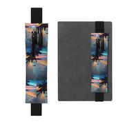 ZhaoYuGoods Porte-stylo en cuir avec bande élastique en forme de hamac de plage en noix de coco | Pochette à stylo réglable | Joli porte-stylo en cuir, Noir , Taille unique