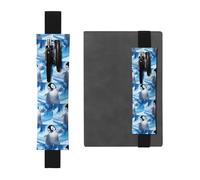 ZhaoYuGoods Porte-stylo en cuir avec bande élastique motif pingouins mignons qui prennent des photos | Pochette à stylo réglable | Joli porte-stylo en cuir, Noir , Taille unique