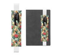 ZhaoYuGoods Porte-stylo en cuir avec motif feuilles de végétation et fleurs d'hibiscus | Pochette à stylo réglable | Joli porte-stylo en cuir, blanc, Taille unique