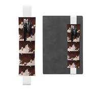 ZhaoYuGoods Porte-stylo en cuir de vache rouge marron avec bande élastique | Pochette à stylo réglable | Joli porte-stylo en cuir, blanc, Taille unique