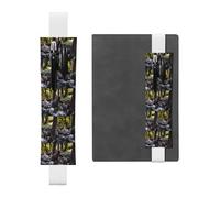 ZhaoYuGoods rge and Small Black Bear Porte-stylo avec bande élastique | Pochette à stylo réglable | Joli porte-stylo en cuir, blanc, Taille unique