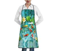ZhaoYuGoods Tabliers en marbre noir clair avec poches pour femme, tabliers de cuisine élégants pour cuisine, salon de jardinage, tablier imprimé idéal, Joli poisson carpe rouge japonais, taille unique