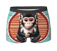 ZhaoYuGoods The Silent Monkey Boxer pour homme respirant avec impression double face, Noir , XXL