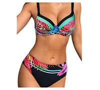 ZHAWEIYC Taille Maillot de bain Imprimé divisé Ensemble tankinis sexy pour femmes Maillots de bain Bikini Noir Bikini Haut Gros seins Bon maintien Bikini Haut Gros seins avec armatures,