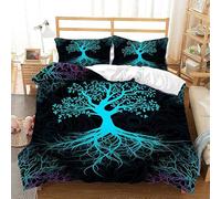 ZHAYUCHU Housse de Couette 160x200 cm Arbre De Vie Coloré Motif Parure de Lit Enfant Fille Garçon 1 Personne en 100% Microfibre avec 2 Taie d'oreiller 65x65 cm, Ensemble De Literie avec Fermeture