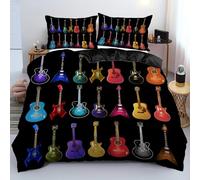 ZHAYUCHU Housse de Couette 200x200 Guitare Ado Adultes Parure de Lit 2 Personnes avec Fermeture éclair Filles Parure Housse Couette Literie Microfibre avec 2 Taies d'oreiller 65x65