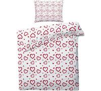 ZHAYUCHU Parure de lit 90x190 cm Enfant Amour cœur Rouge Motif Housse de Couette en Microfibre pour Filles Garçon Ado, Ensemble de literie avec 1 Housse de Couette + 2 Taie d'oreiller 65x65 cm