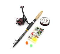 ZHCHAO 2,1 m Luya Rod Set - Canne à pêche télescopique courte avec roue rotative