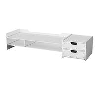 ZHCHAO 2 Niveaux Moniteur Blanc Support de PC Moniteur d'ordinateur Riser étagère de Maison PVC pour Ordinateur Portable TV écran Riser avec étagère Organisateur de Stockage