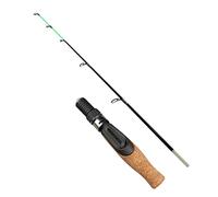 ZHCHAO Canne à pêche d'hiver douce 50 cm Canne à pêche sur glace avec pointe plate en fibre de verre avec poignée en liège 2 sections