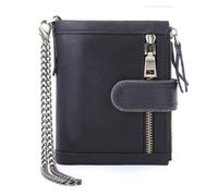 ZHCHAO Chaîne for, Sac à Cartes à Couche supérieure Courte, Pince à Billets Triple pli, Portefeuille à Fermeture éclair(Brown)
