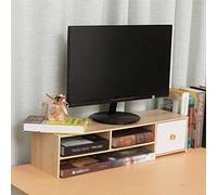 ZHCHAO Écran d'ordinateur Riser Table de Bureau Support de télévision Étagère Organisateur d'ordinateur Portable Tiroir Bureau à Domicile Support de Moniteur Étagère d'écran(Beige)