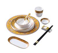 ZHCHAO Ensemble de couverts avec assiette, vaisselle, porte-serviette, boucle, combinaison, décoration de table