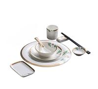 ZHCHAO Ensemble de couverts avec assiettes, assiettes, vaisselle, porte-serviettes, boucle, combinaison, décoration de table