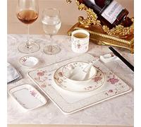 ZHCHAO Ensemble de couverts en porcelaine anglaise avec assiette, vaisselle, porte-serviette, boucle, combinaison de décoration de table
