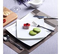 ZHCHAO Ensemble de vaisselle blanc en céramique avec assiette, set de table, serviette, boucle