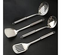 ZHCHAO Ensemble d'outils de cuisine en acier inoxydable Spatule Manche résistant à la chaleur Cuillère à soupe Antiadhésif Spécial Cuisine Pelle Outils de cuisine