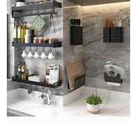 ZHCHAO Étagères de cuisine sans perforation Fixation murale Fournitures d'assaisonnement Support Daquan Support multifonction Rack de rangement (500 mm x 130 mm x 30 cm)