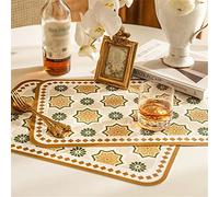 ZHCHAO Lot de 2 sets de table rétro en cuir napperon occidental isolé thermiquement (couleur : argento, taille : 30 x 45 cm)