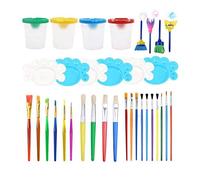 ZHCHAO Lot de 34 pinceaux de peinture pour enfants avec couvercle Multicolore