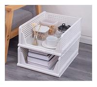 ZHCHAO Panier de rangement pliable pour vêtements, étagère de séparation empilable pour cuisine, jouets, livres (2 pièces, 43 x 33 x 14 cm)