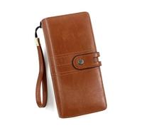 ZHCHAO Pochette Sac à Main ID Porte-Monnaie Sac à Main Femme Longue Fermeture éclair Sangle(Brown)