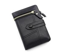 ZHCHAO Porte-Monnaie Court avec Fermeture éclair et Boucle for Femmes, Portefeuille Multi-Cartes de Grande capacité(Svart)