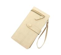 ZHCHAO Porte-Monnaie Multi-Cartes de Grande capacité, Long Sac à Main avec Boucle et Fermeture éclair for Femmes(Beige)