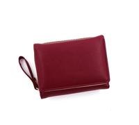 ZHCHAO Portefeuille Court à Trois Volets for Femmes, Changement de Carte bancaire, Grande Fente for Billets de Banque, Portefeuille en Fer(Rosso)