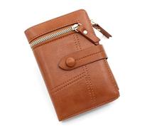 ZHCHAO Portefeuille Court Femme Japonais Petit Parfum Portefeuille en Cuir PU Pince Fermeture éclair zéro Portefeuille(Brown)