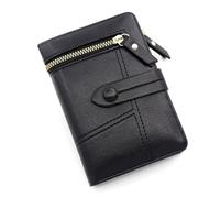 ZHCHAO Portefeuille Court Femme Japonais Petit Parfum Portefeuille en Cuir PU Pince Fermeture éclair zéro Portefeuille(Svart)