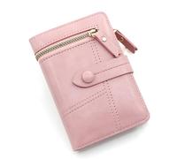 ZHCHAO Portefeuille Court Femme Japonais Petit Parfum Portefeuille en Cuir PU Pince Fermeture éclair zéro Portefeuille(Roze)