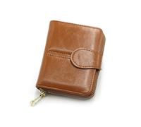 ZHCHAO Portefeuille Court for Femmes, Design Multi-capacité, Sac for Cartes, Fermeture éclair Courte(Brown)