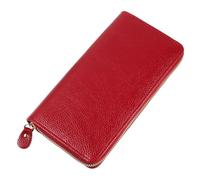 ZHCHAO Portefeuille en Cuir Multi-Fentes Long Sac à Main en Cuir for Femme, Portefeuille Long en Cuir, Sac de Poignet for Femme(Red-1)