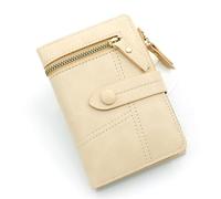 ZHCHAO Portefeuille en Cuir PU avec Fermeture éclair, Portefeuille Court for Femmes, Petit Parfum Japonais(Beige)