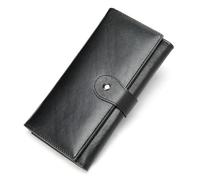 ZHCHAO Portefeuille en Cuir véritable, Sac à Cartes Anti-magnétique Multi-Fentes for Femmes, Sac à Main Tendance en Cuir de Vache à Couche supérieure for Femmes(Svart)