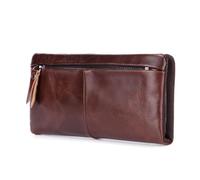 ZHCHAO Portefeuille for en Cuir véritable, Sac à Main Long d'affaires et de Loisirs, Portefeuille en Peau de Vache Multi-Cartes, Sac rétro for(Rosso)