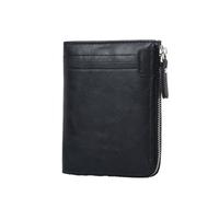 ZHCHAO Portefeuille for Fermeture éclair Multi-Fentes Pince à Billets Courte Pince à Billets Vintage Sac à Cartes Court(Svart)