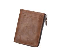 ZHCHAO Portefeuille for Fermeture éclair Multi-Fentes Pince à Billets Courte Pince à Billets Vintage Sac à Cartes Court(Brown)