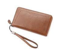 ZHCHAO Portefeuille Long Business Vintage Grande Capacité Fermeture Éclair Pince À Billets Pochette(Brass)