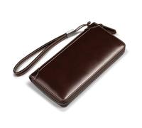 ZHCHAO Portefeuille Portefeuille Long à Fermeture éclair for d'affaires Vintage Pochette Longue Pince à Billets(Brown)